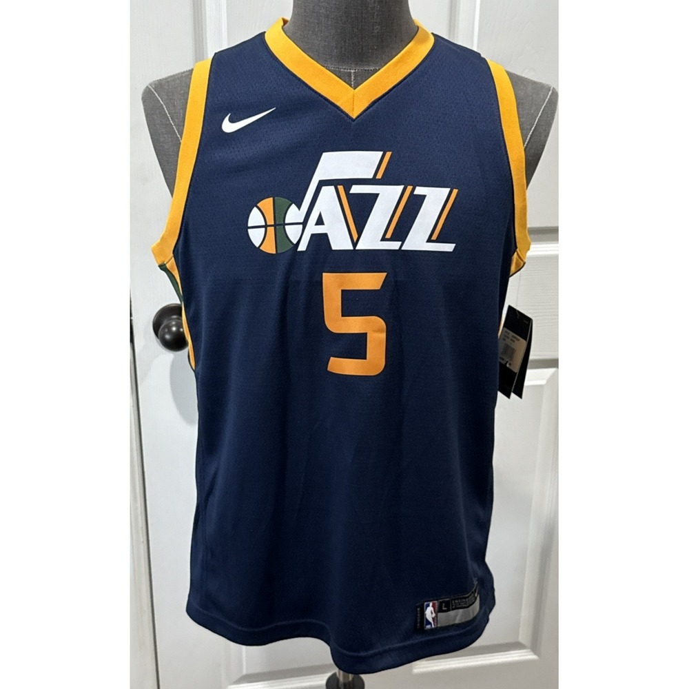 Nike Utah Jazz Jersey Youth L Blue Brand New Rodney Hood #5 Swingman NBA